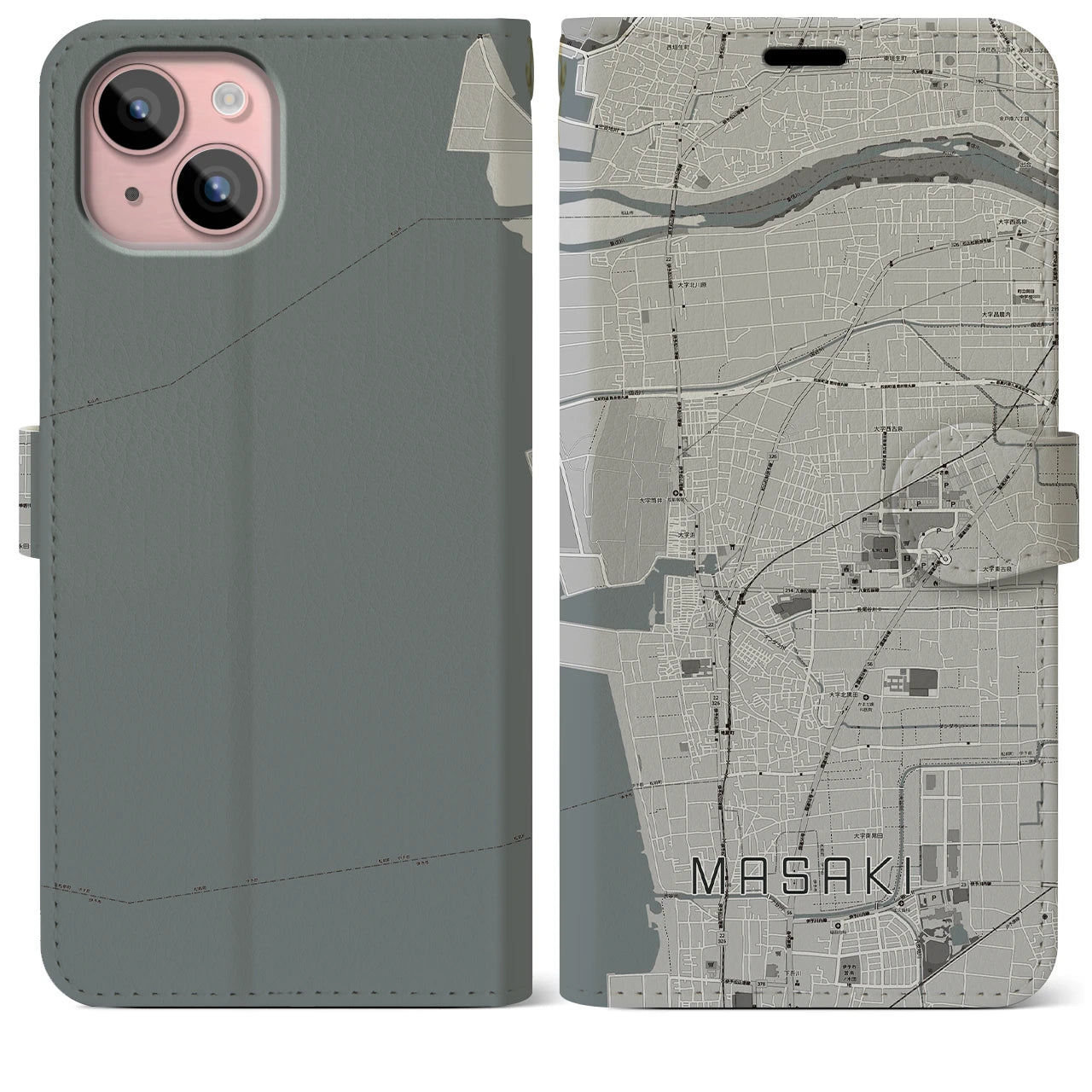 【松前(愛媛県)】地図柄iPhoneケース(手帳タイプ)