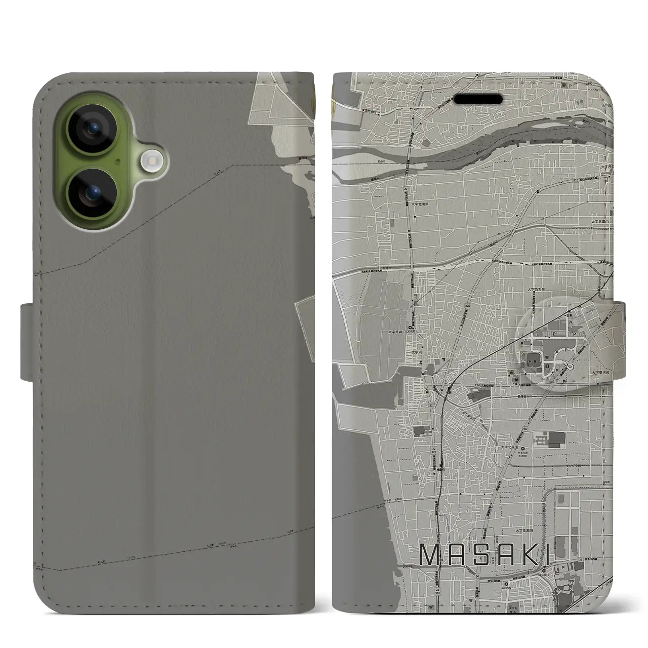 【松前(愛媛県)】地図柄iPhoneケース(手帳タイプ)