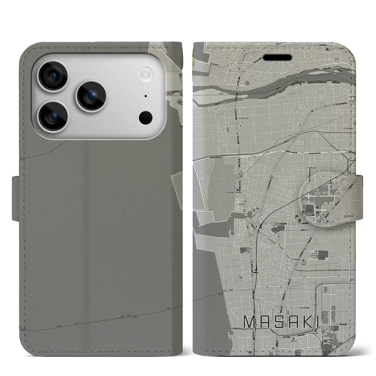 【松前(愛媛県)】地図柄iPhoneケース(手帳タイプ)