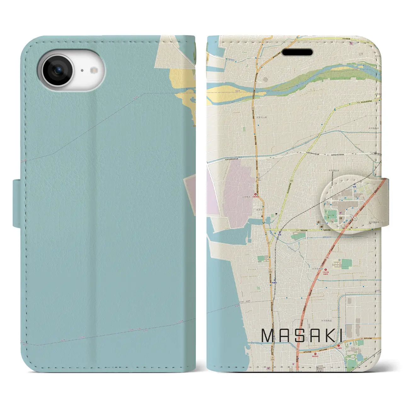 【松前(愛媛県)】地図柄iPhoneケース(手帳タイプ)