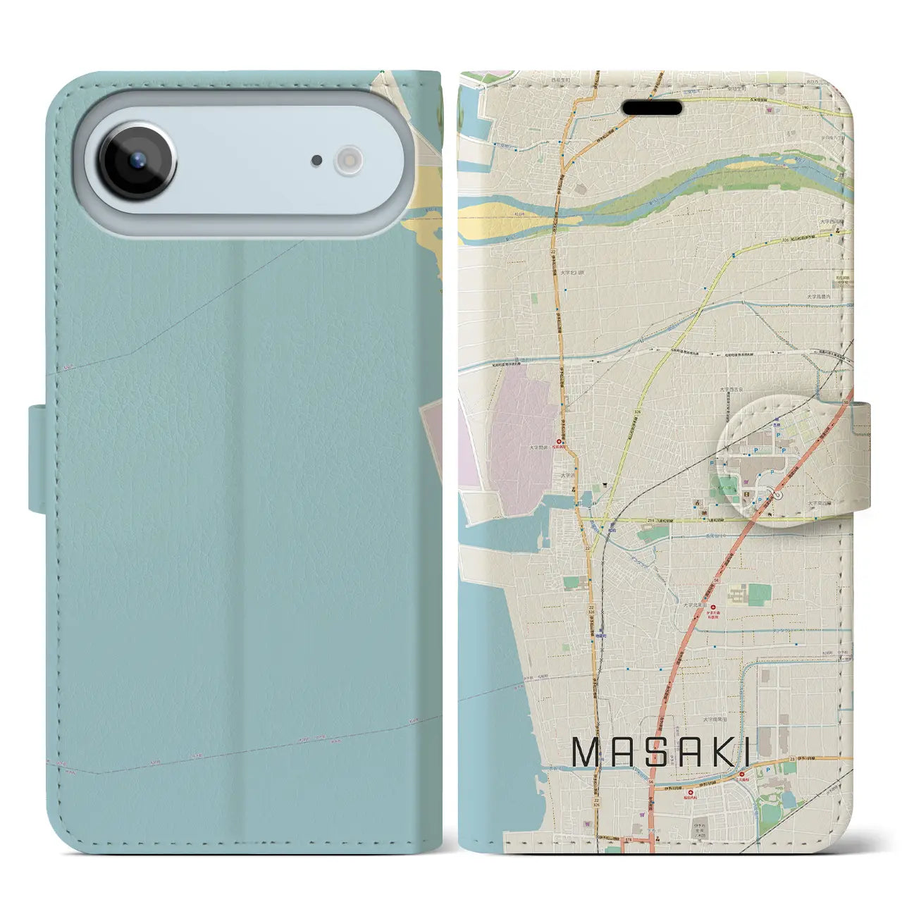 【松前(愛媛県)】地図柄iPhoneケース(手帳タイプ)