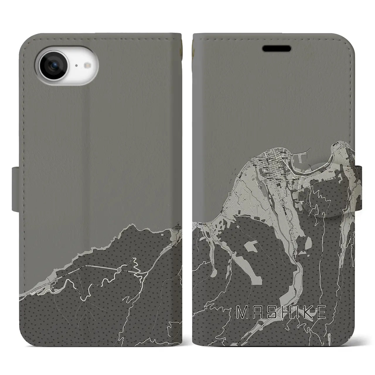 【増毛(北海道)】地図柄iPhoneケース(手帳タイプ)