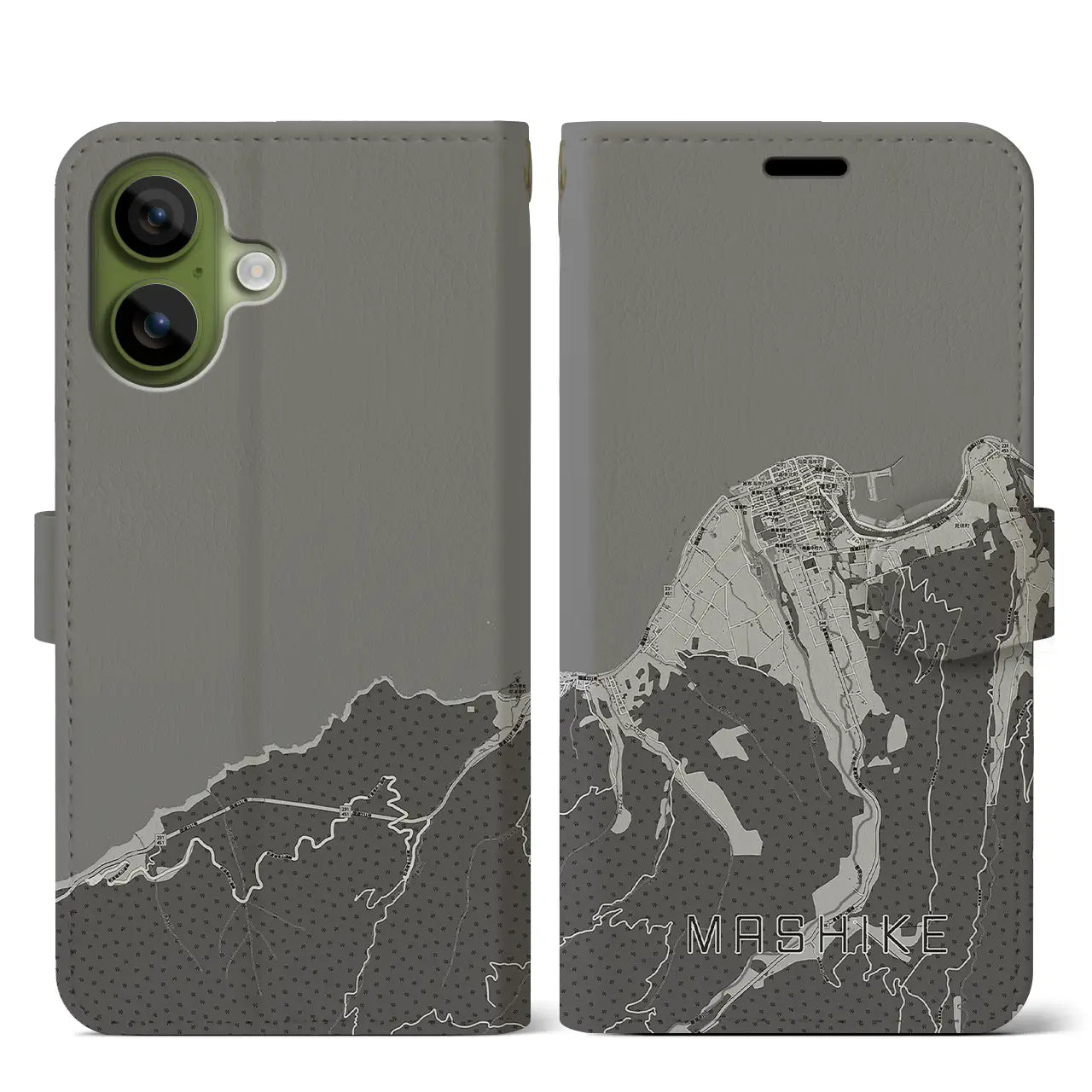 【増毛(北海道)】地図柄iPhoneケース(手帳タイプ)