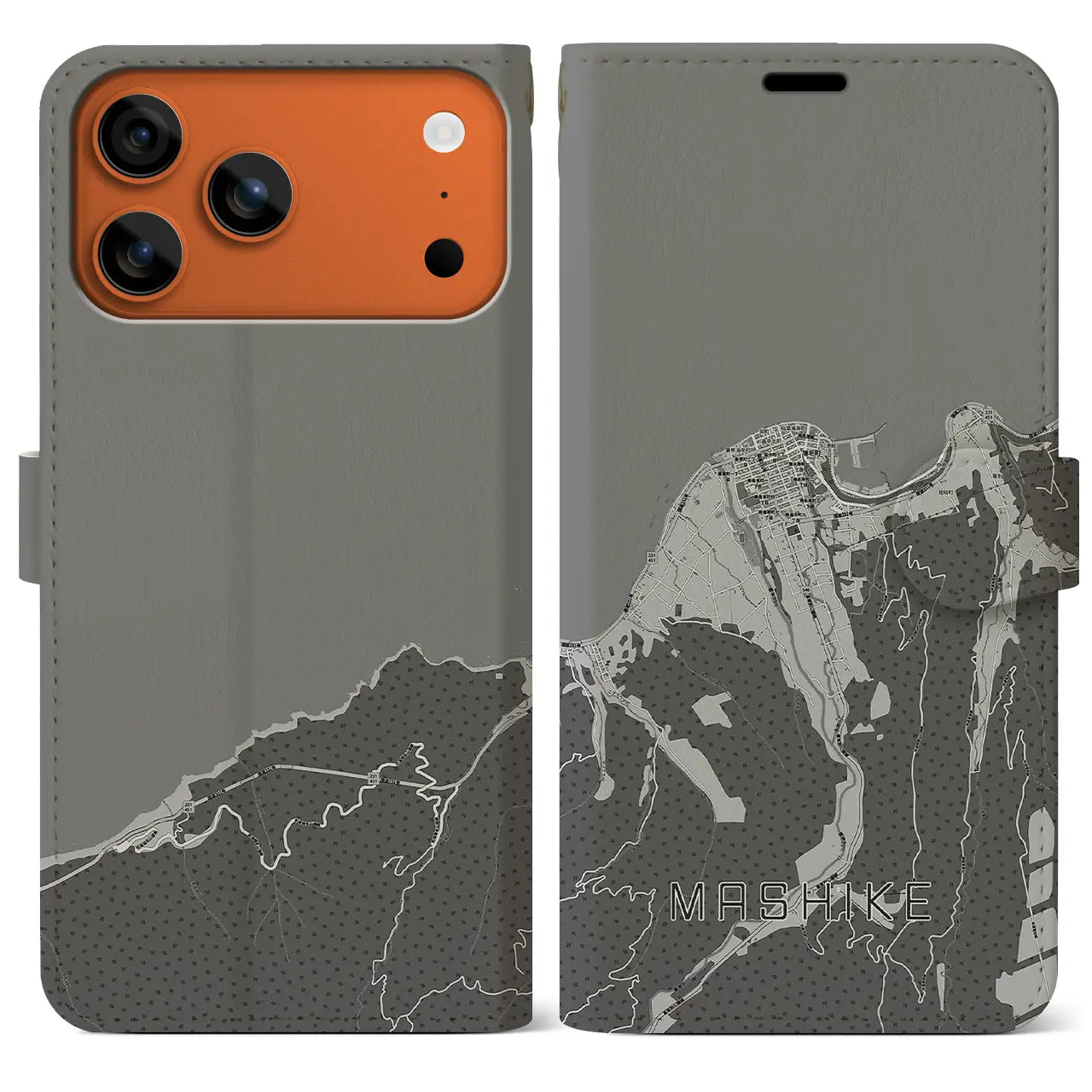 【増毛(北海道)】地図柄iPhoneケース(手帳タイプ)