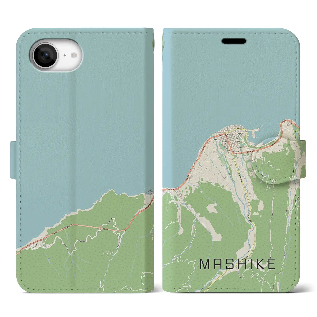 【増毛(北海道)】地図柄iPhoneケース(手帳タイプ)