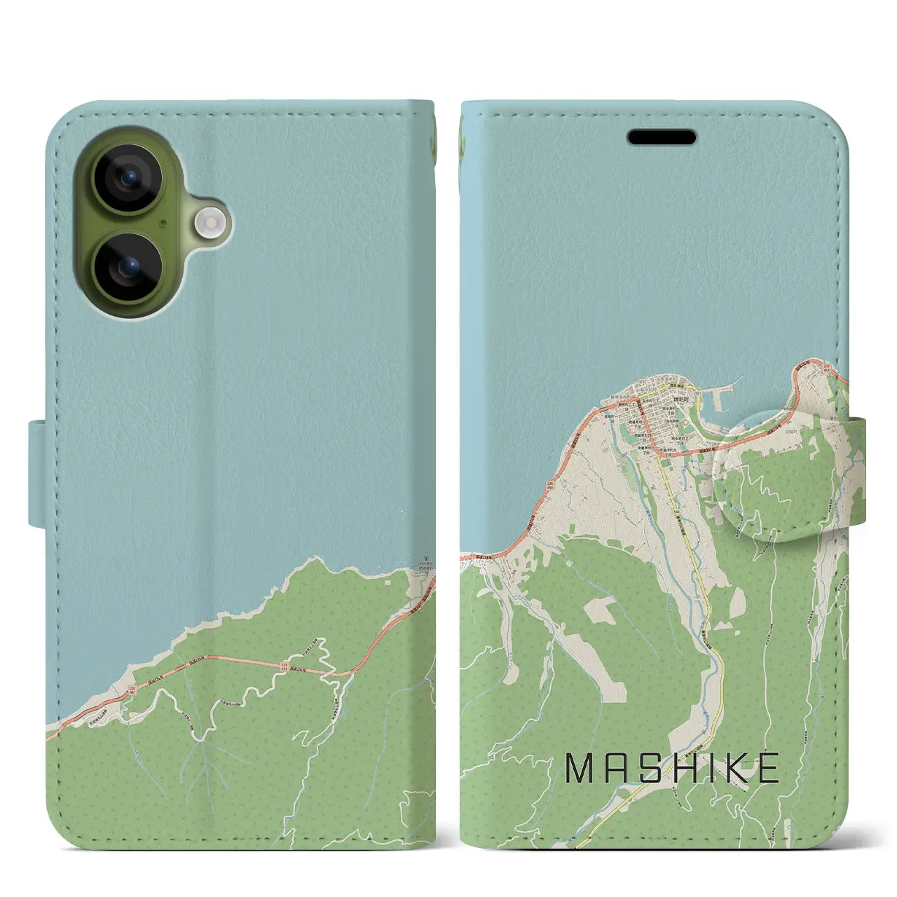 【増毛(北海道)】地図柄iPhoneケース(手帳タイプ)ナチュラル・iPhone 17 Pro Max 用