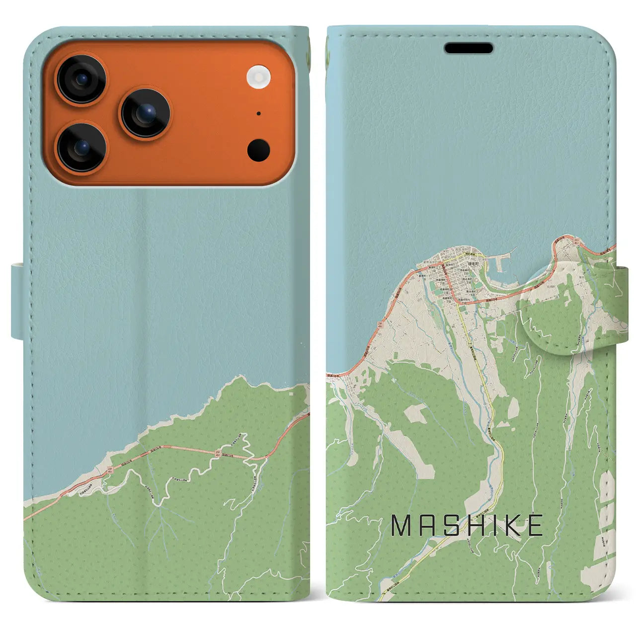 【増毛(北海道)】地図柄iPhoneケース(手帳タイプ)