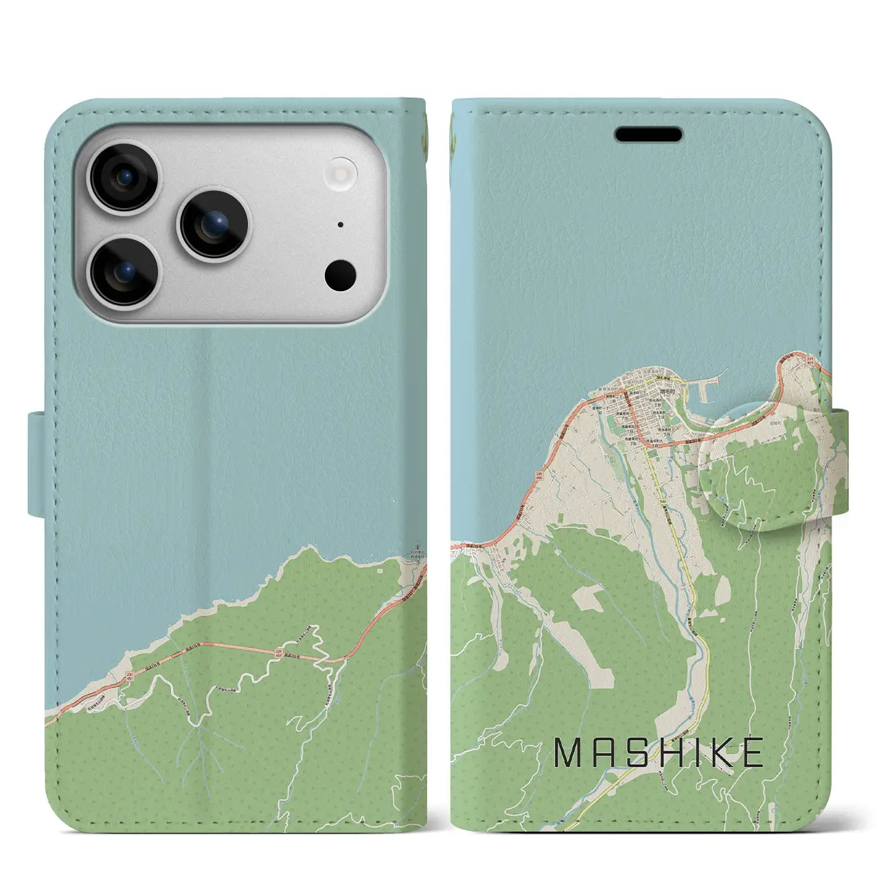 【増毛(北海道)】地図柄iPhoneケース(手帳タイプ)