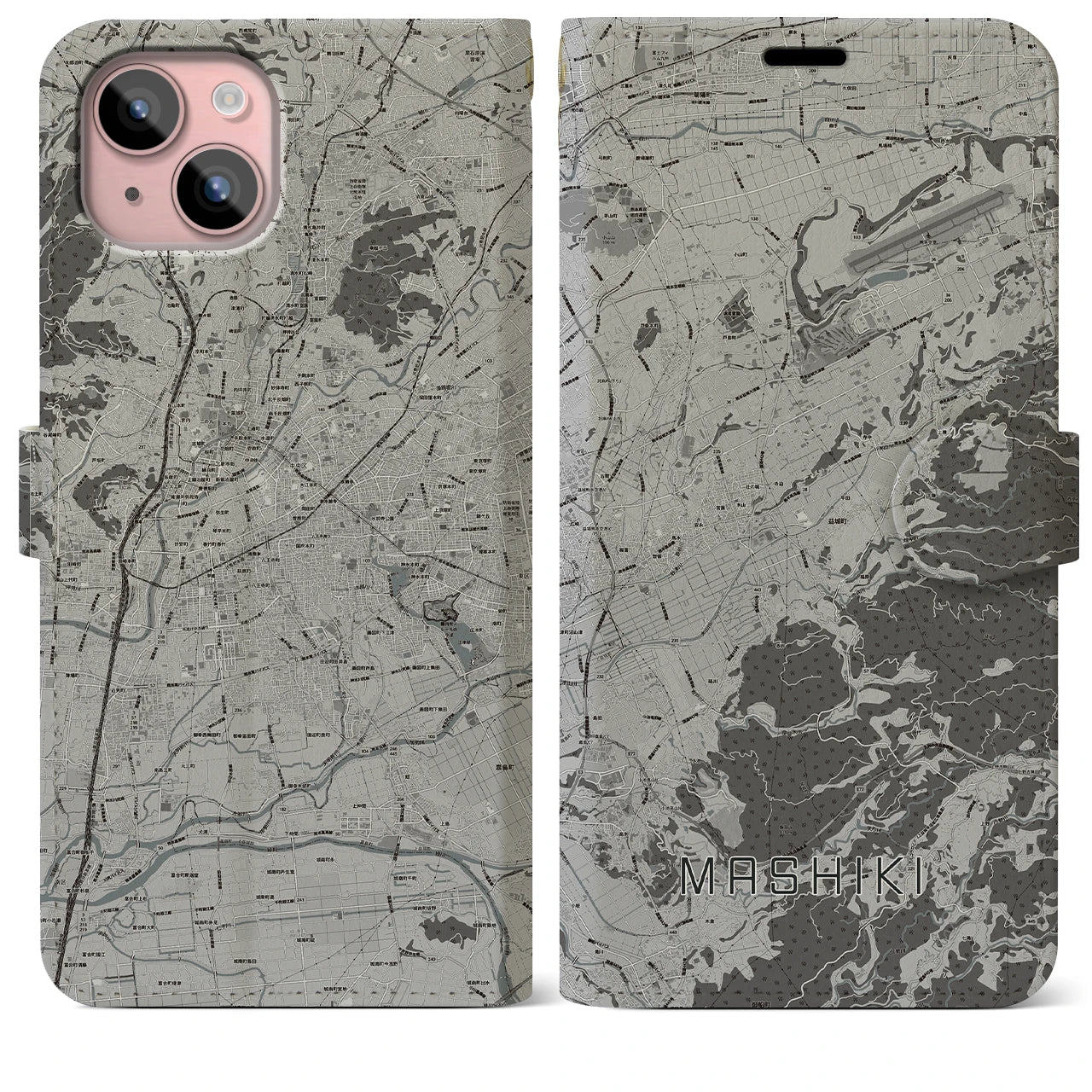 【益城(熊本県)】地図柄iPhoneケース(手帳タイプ)