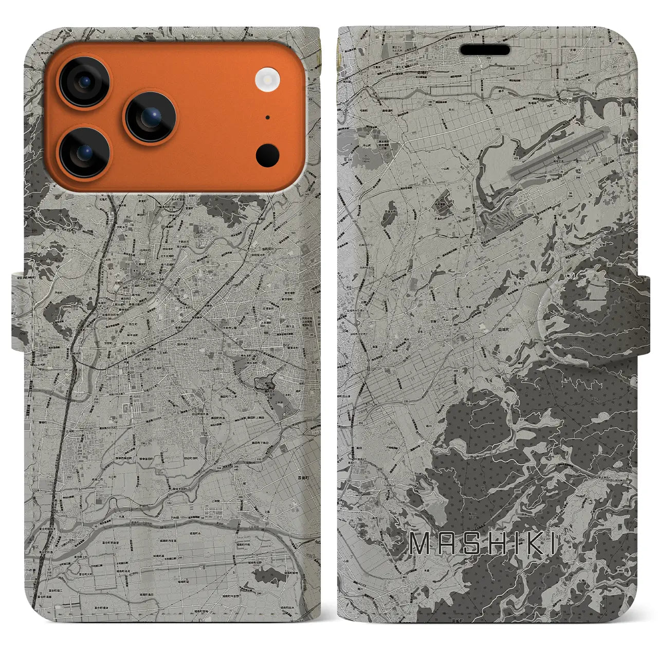 【益城(熊本県)】地図柄iPhoneケース(手帳タイプ)