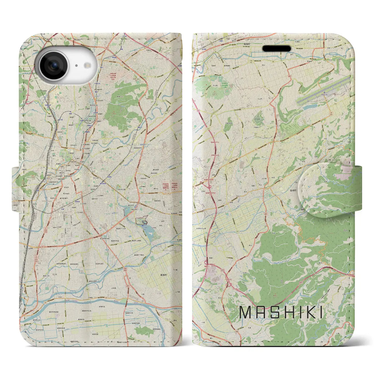 【益城(熊本県)】地図柄iPhoneケース(手帳タイプ)