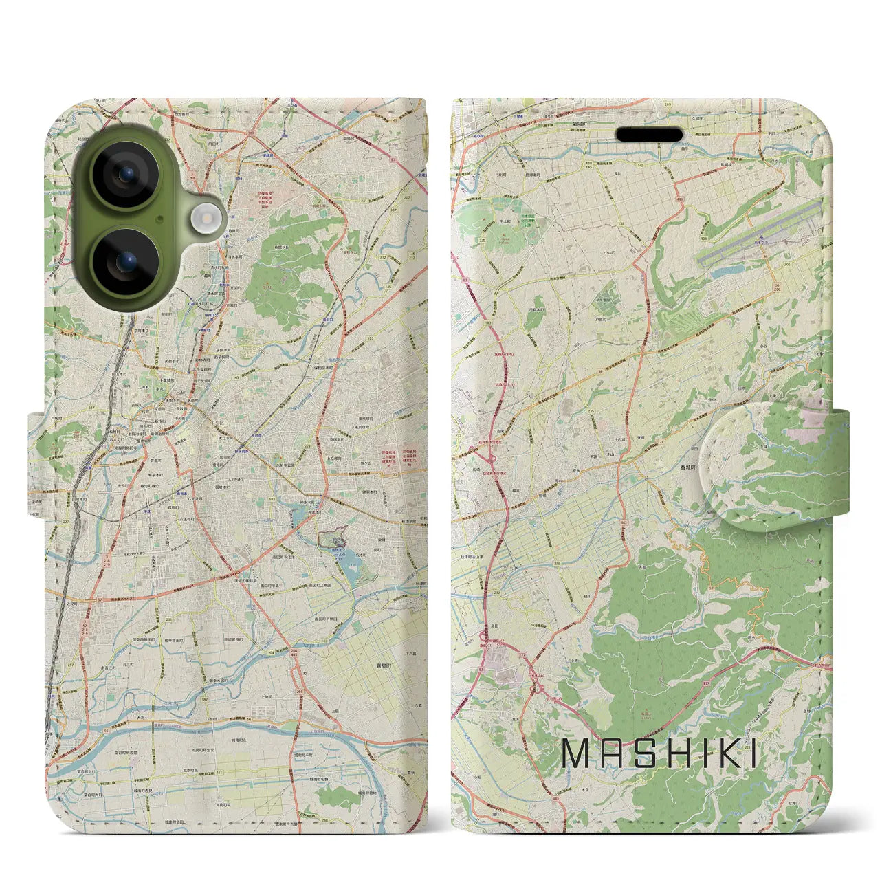 【益城(熊本県)】地図柄iPhoneケース(手帳タイプ)