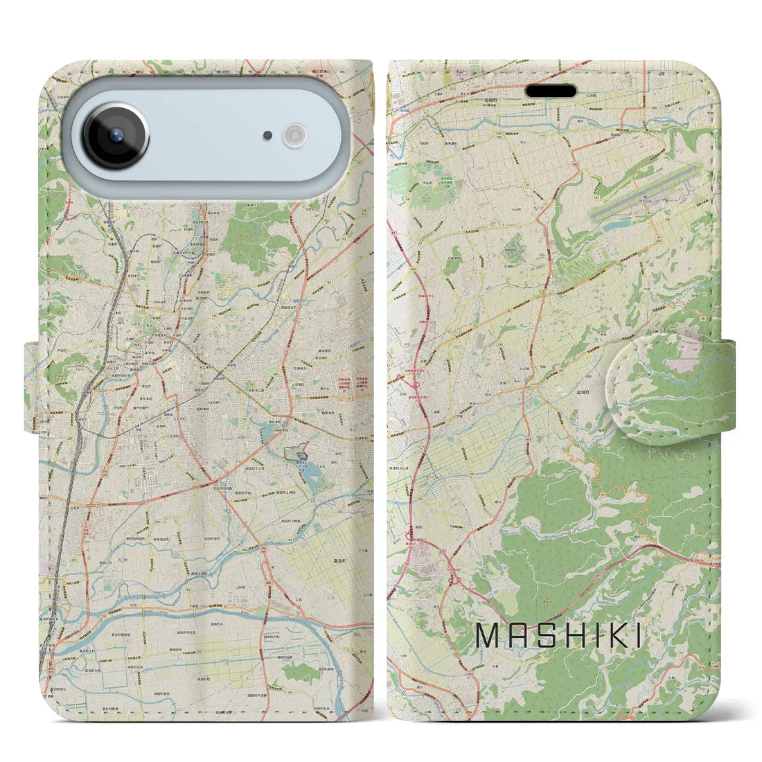 【益城(熊本県)】地図柄iPhoneケース(手帳タイプ)ナチュラル・iPhone 17 Pro Max 用