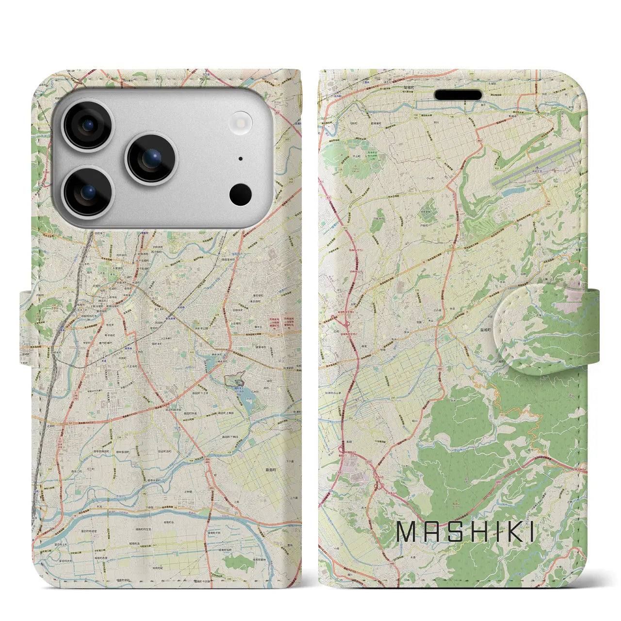 【益城(熊本県)】地図柄iPhoneケース(手帳タイプ)