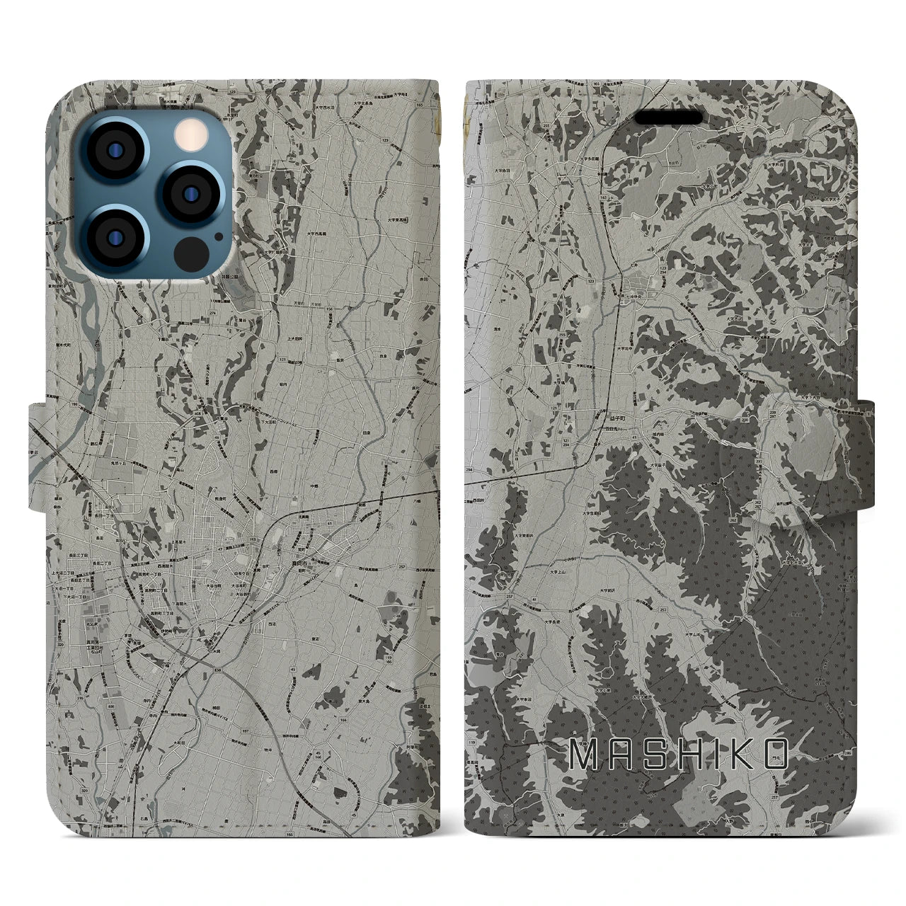 【益子(栃木県)】地図柄iPhoneケース(手帳タイプ)