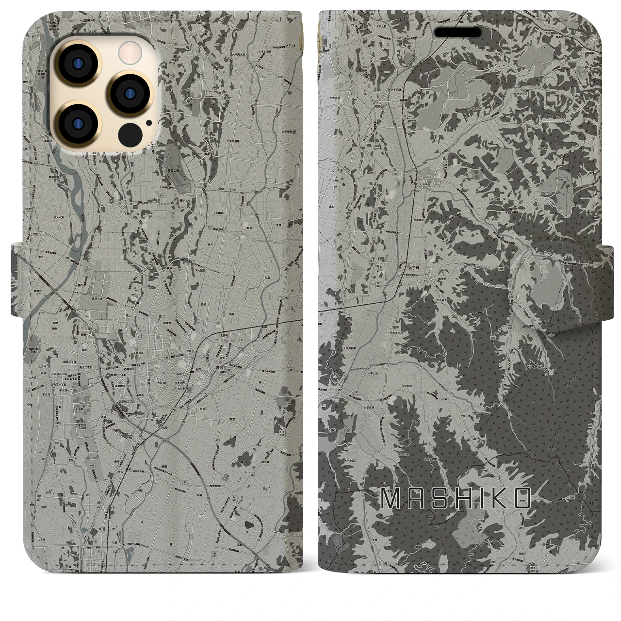 【益子(栃木県)】地図柄iPhoneケース(手帳タイプ)