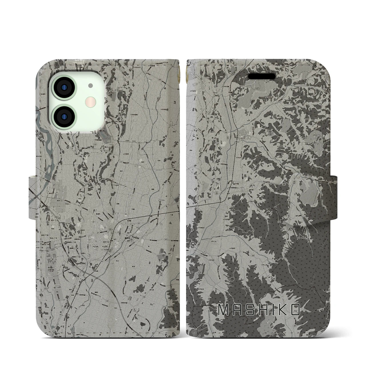 【益子(栃木県)】地図柄iPhoneケース(手帳タイプ)