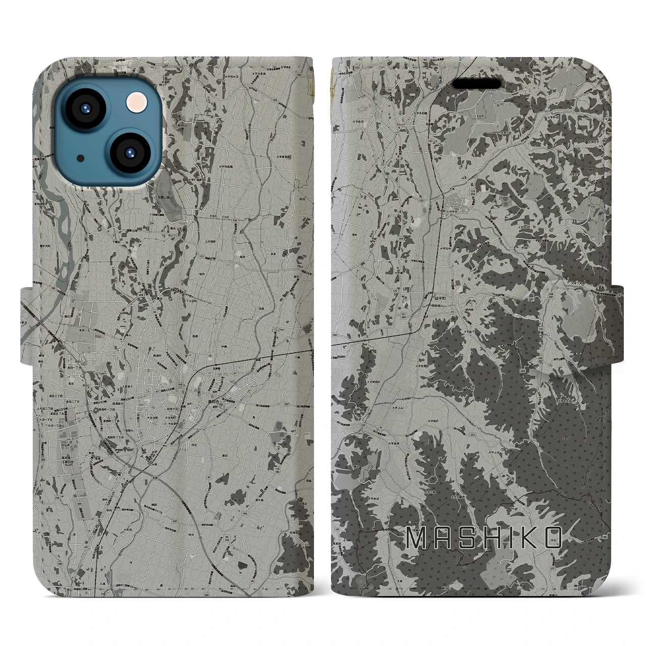 【益子(栃木県)】地図柄iPhoneケース(手帳タイプ)