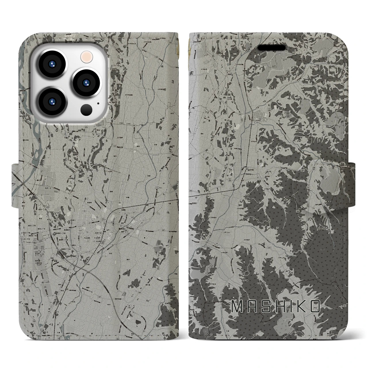 【益子(栃木県)】地図柄iPhoneケース(手帳タイプ)