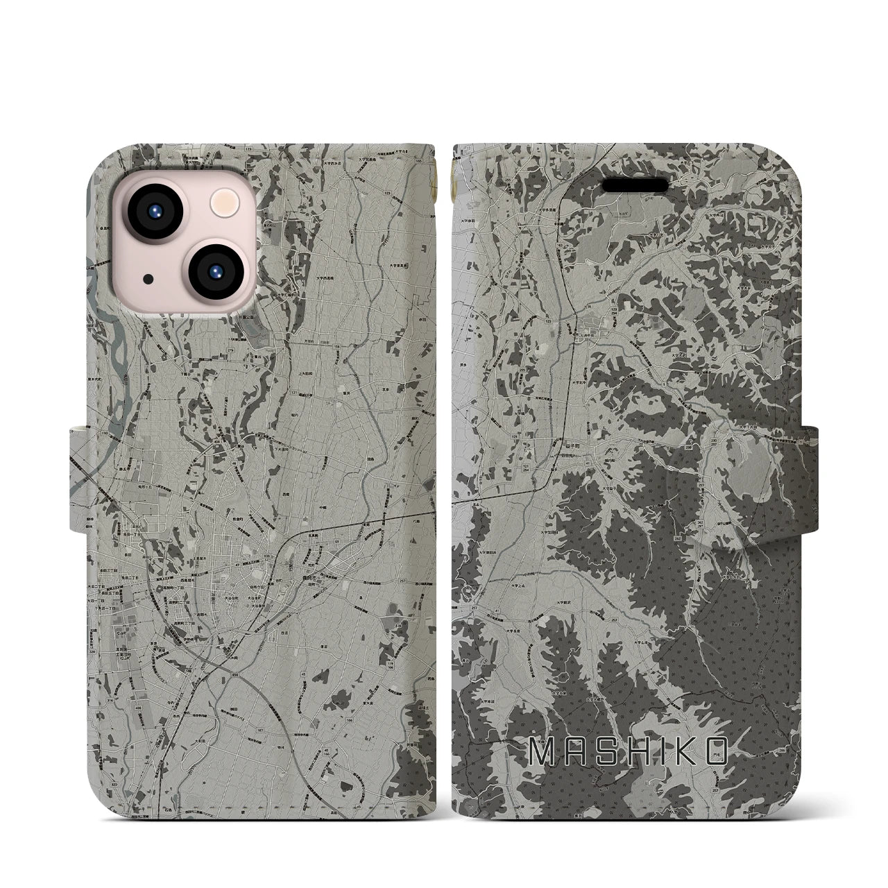 【益子(栃木県)】地図柄iPhoneケース(手帳タイプ)