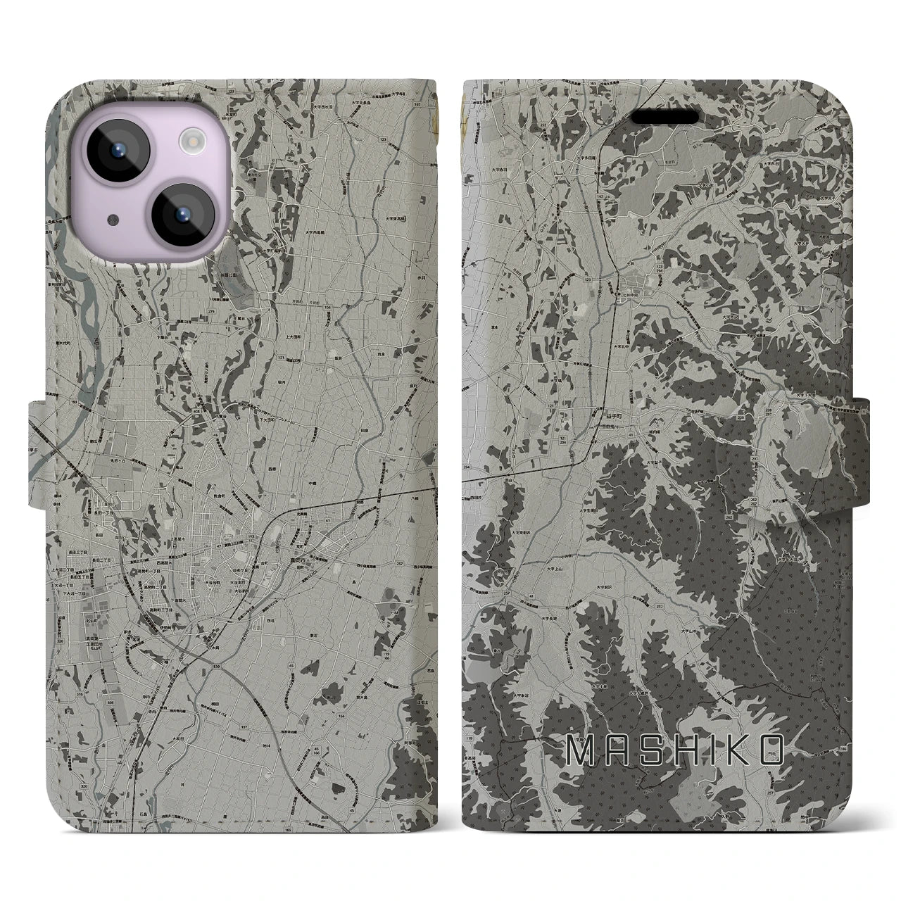 【益子(栃木県)】地図柄iPhoneケース(手帳タイプ)