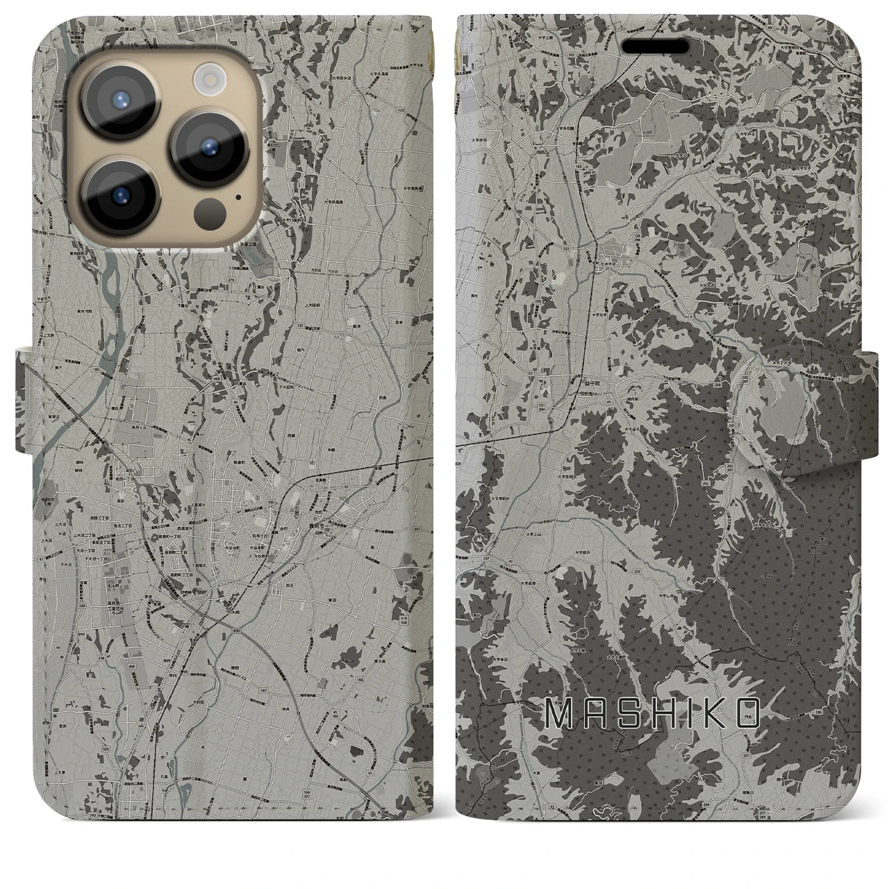 【益子(栃木県)】地図柄iPhoneケース(手帳タイプ)