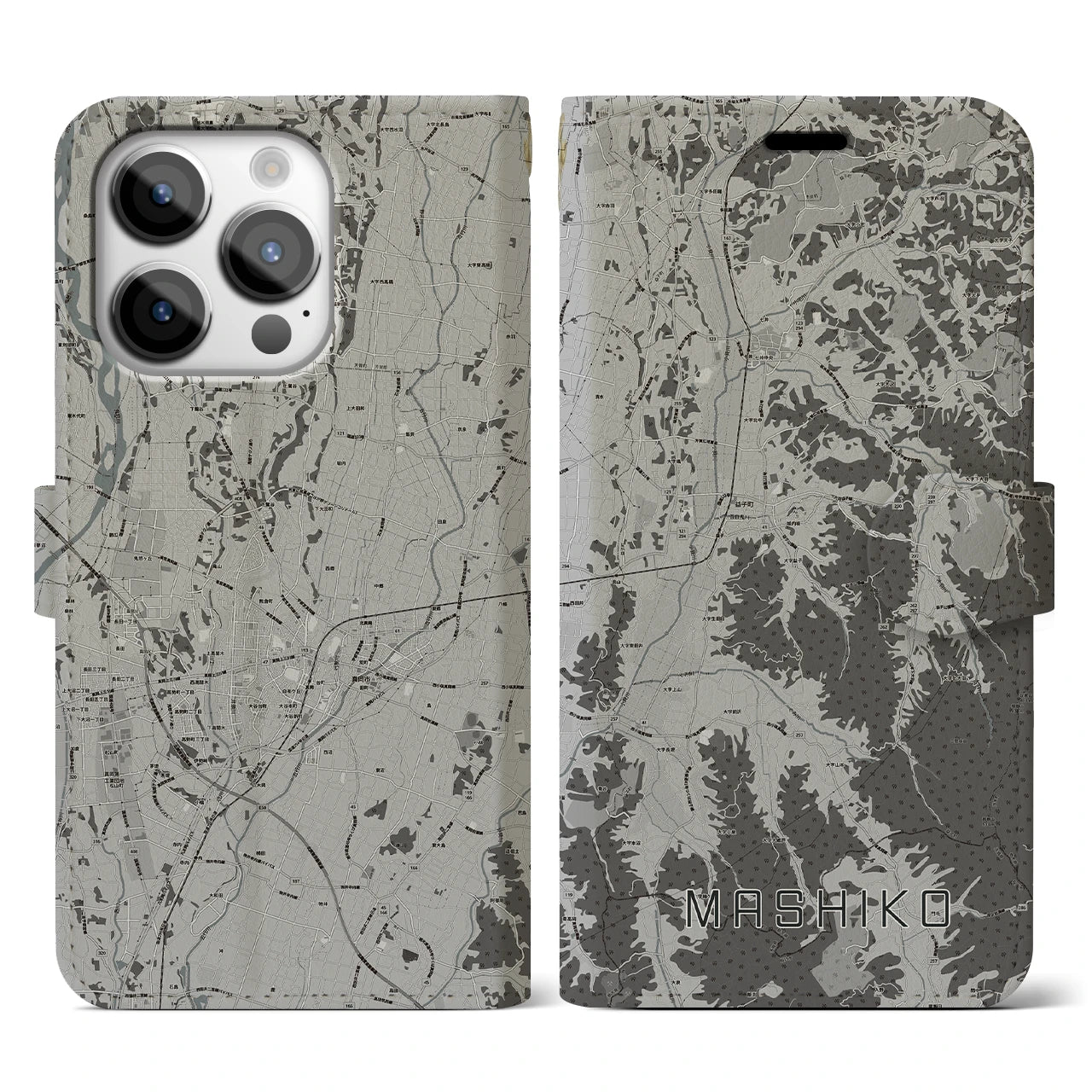 【益子(栃木県)】地図柄iPhoneケース(手帳タイプ)