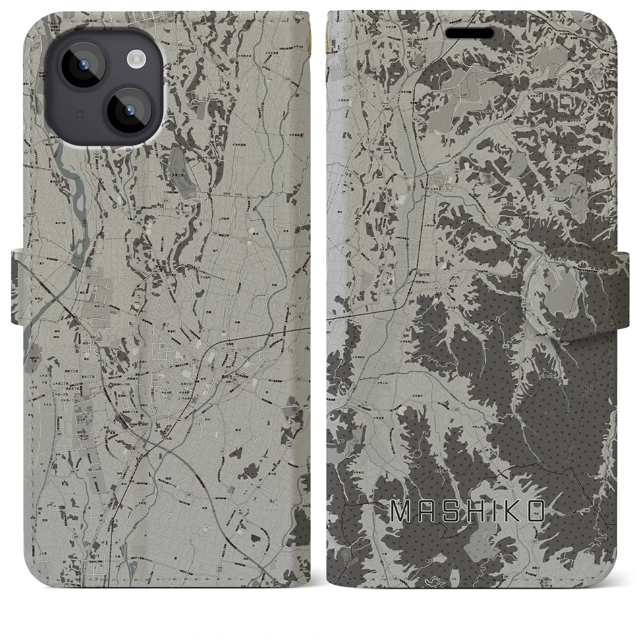 【益子(栃木県)】地図柄iPhoneケース(手帳タイプ)