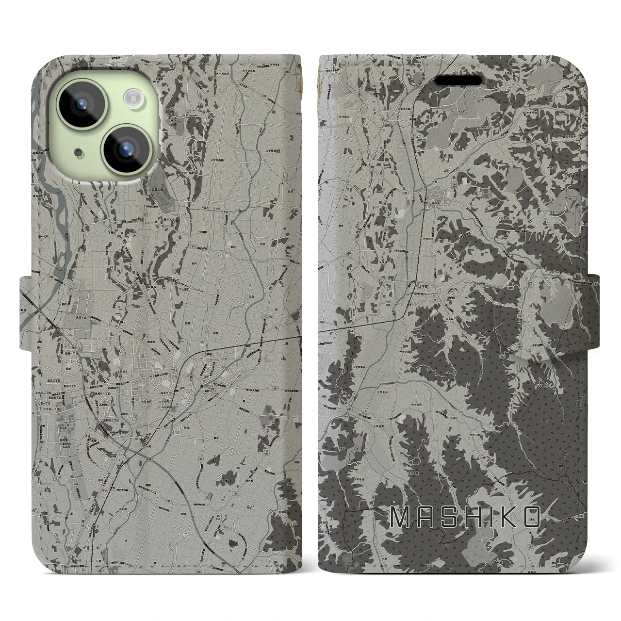 【益子(栃木県)】地図柄iPhoneケース(手帳タイプ)