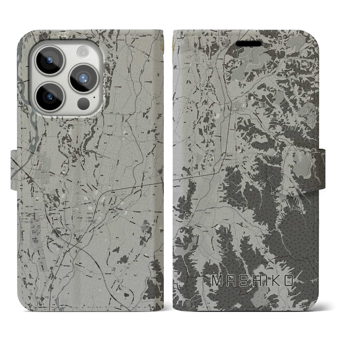 【益子(栃木県)】地図柄iPhoneケース(手帳タイプ)