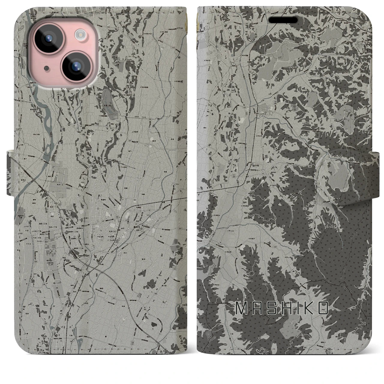 【益子(栃木県)】地図柄iPhoneケース(手帳タイプ)