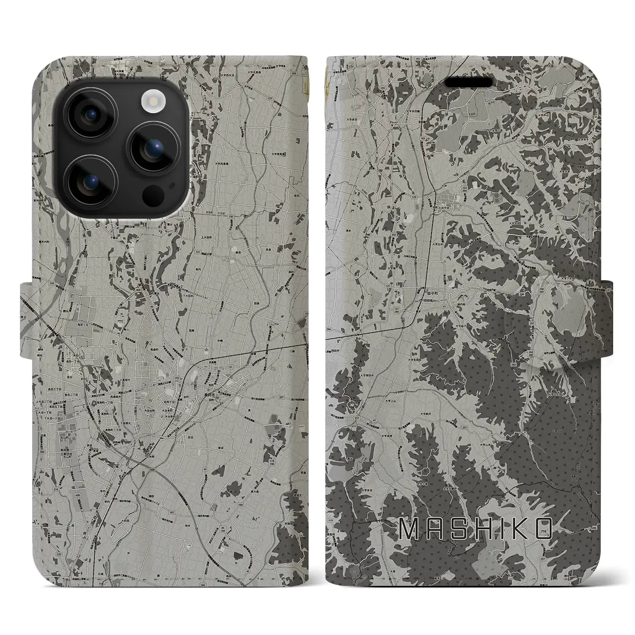 【益子(栃木県)】地図柄iPhoneケース(手帳タイプ)