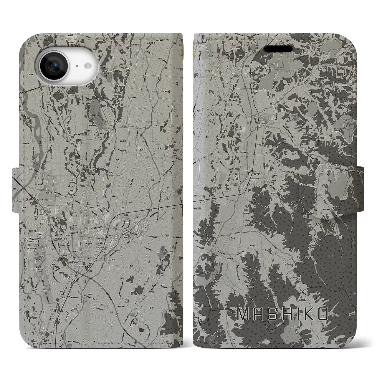 【益子(栃木県)】地図柄iPhoneケース(手帳タイプ)