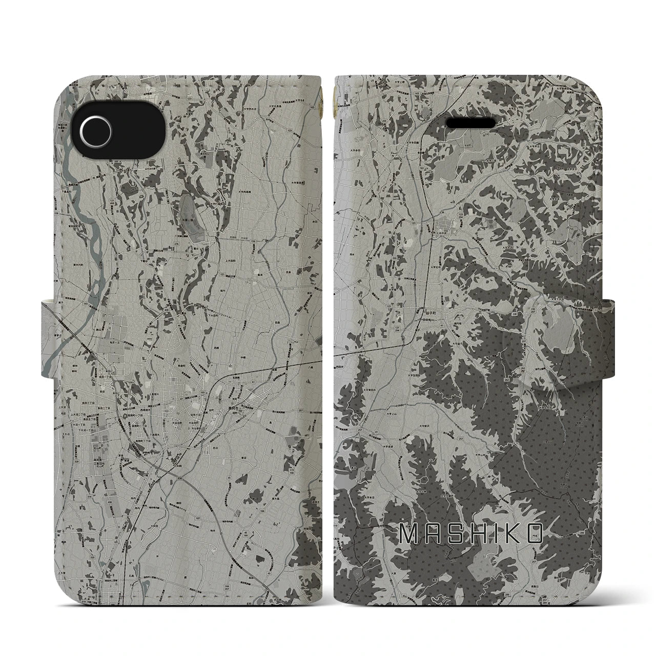 【益子(栃木県)】地図柄iPhoneケース(手帳タイプ)