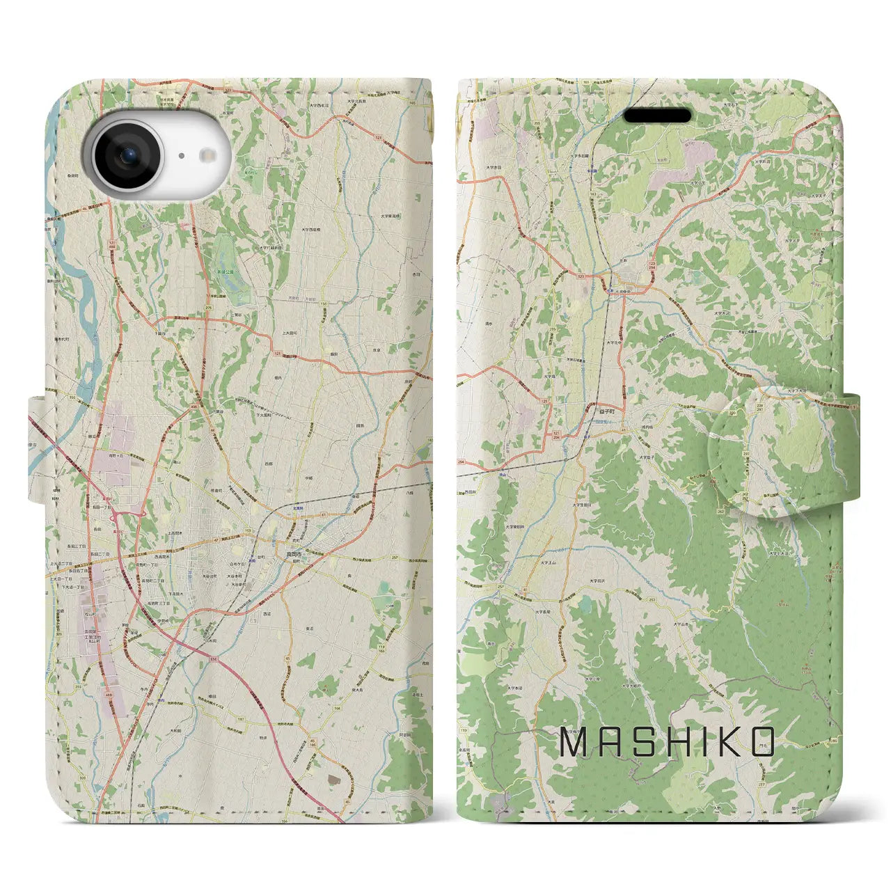 【益子(栃木県)】地図柄iPhoneケース(手帳タイプ)