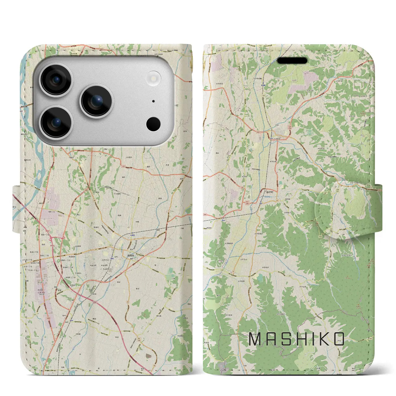 【益子(栃木県)】地図柄iPhoneケース(手帳タイプ)