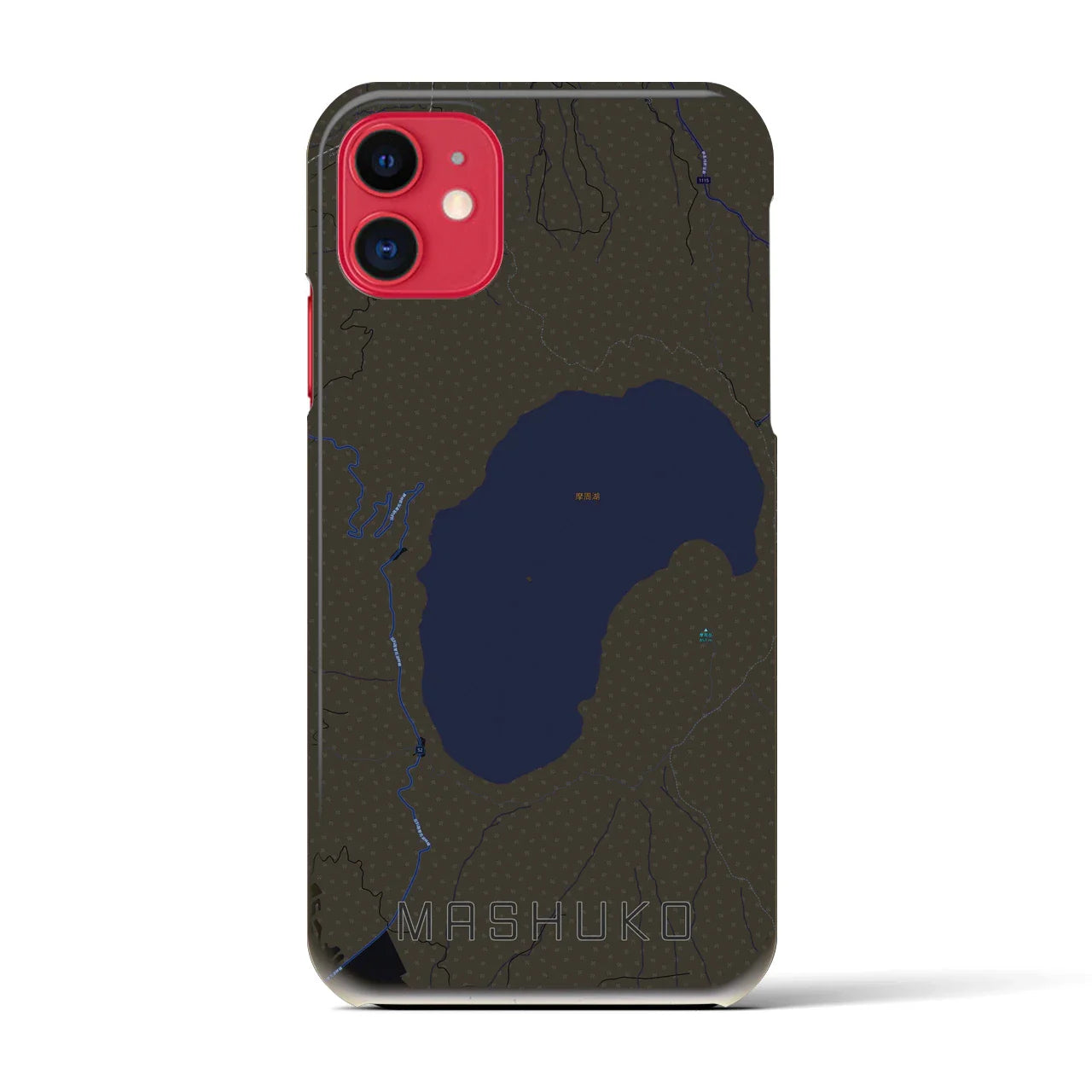 【摩周湖(北海道)】地図柄iPhoneケース(バックカバータイプ)