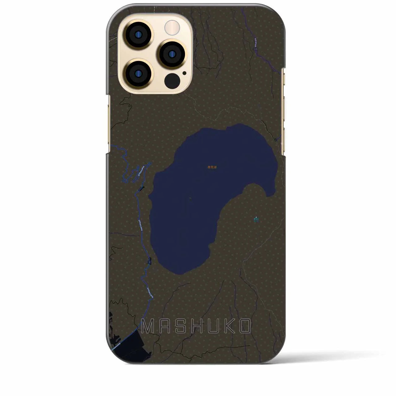 【摩周湖(北海道)】地図柄iPhoneケース(バックカバータイプ)