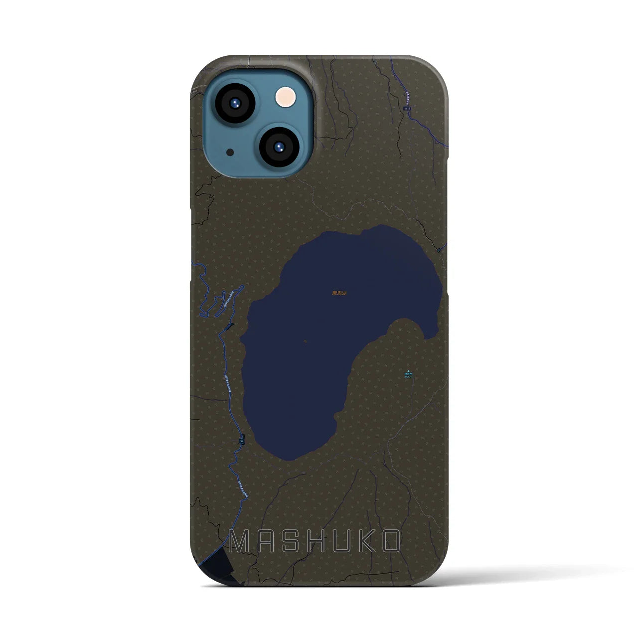 【摩周湖(北海道)】地図柄iPhoneケース(バックカバータイプ)