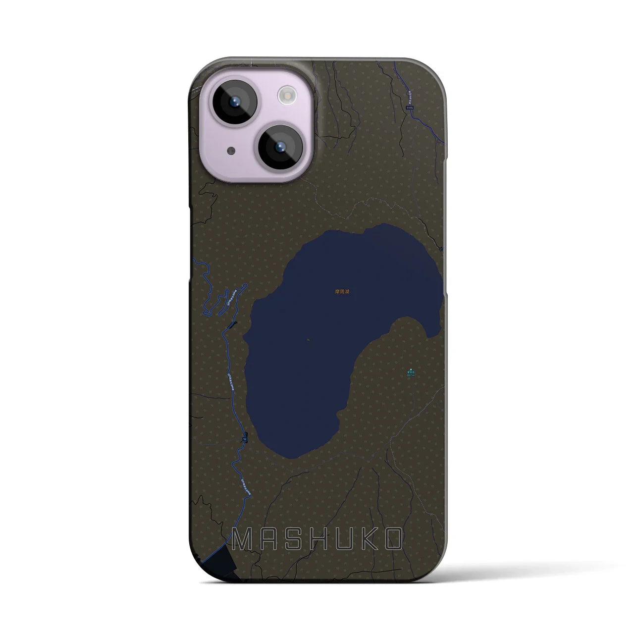 【摩周湖(北海道)】地図柄iPhoneケース(バックカバータイプ)