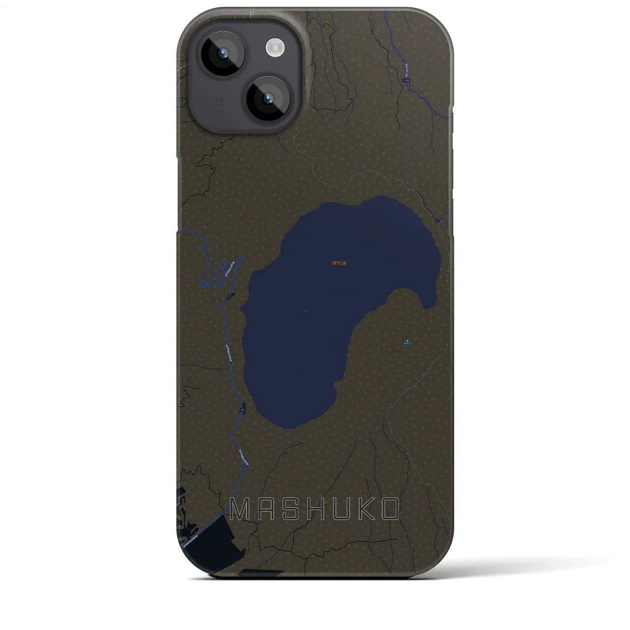 【摩周湖(北海道)】地図柄iPhoneケース(バックカバータイプ)