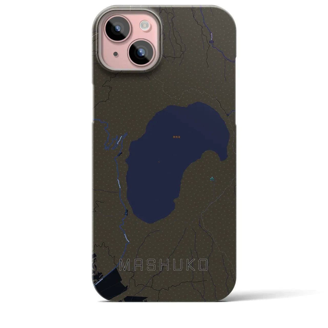 【摩周湖(北海道)】地図柄iPhoneケース(バックカバータイプ)