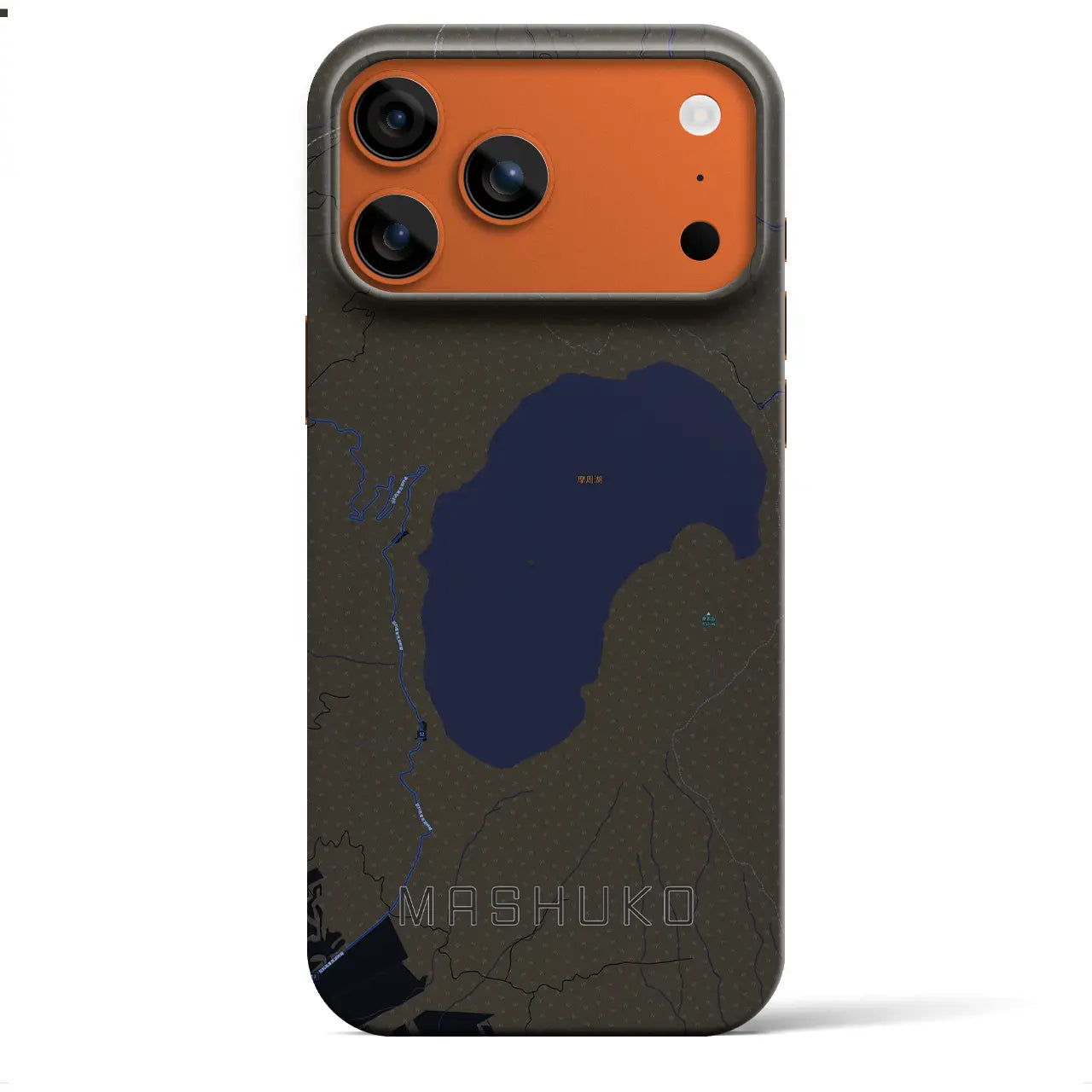 【摩周湖(北海道)】地図柄iPhoneケース(バックカバータイプ)