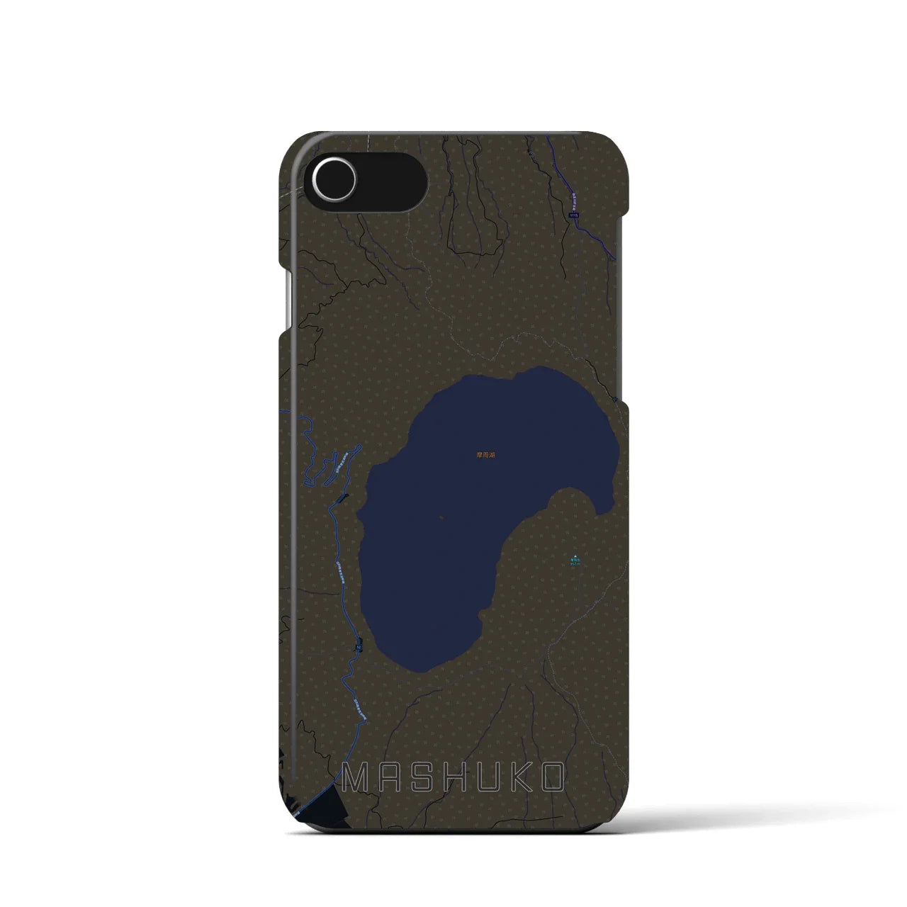 【摩周湖(北海道)】地図柄iPhoneケース(バックカバータイプ)