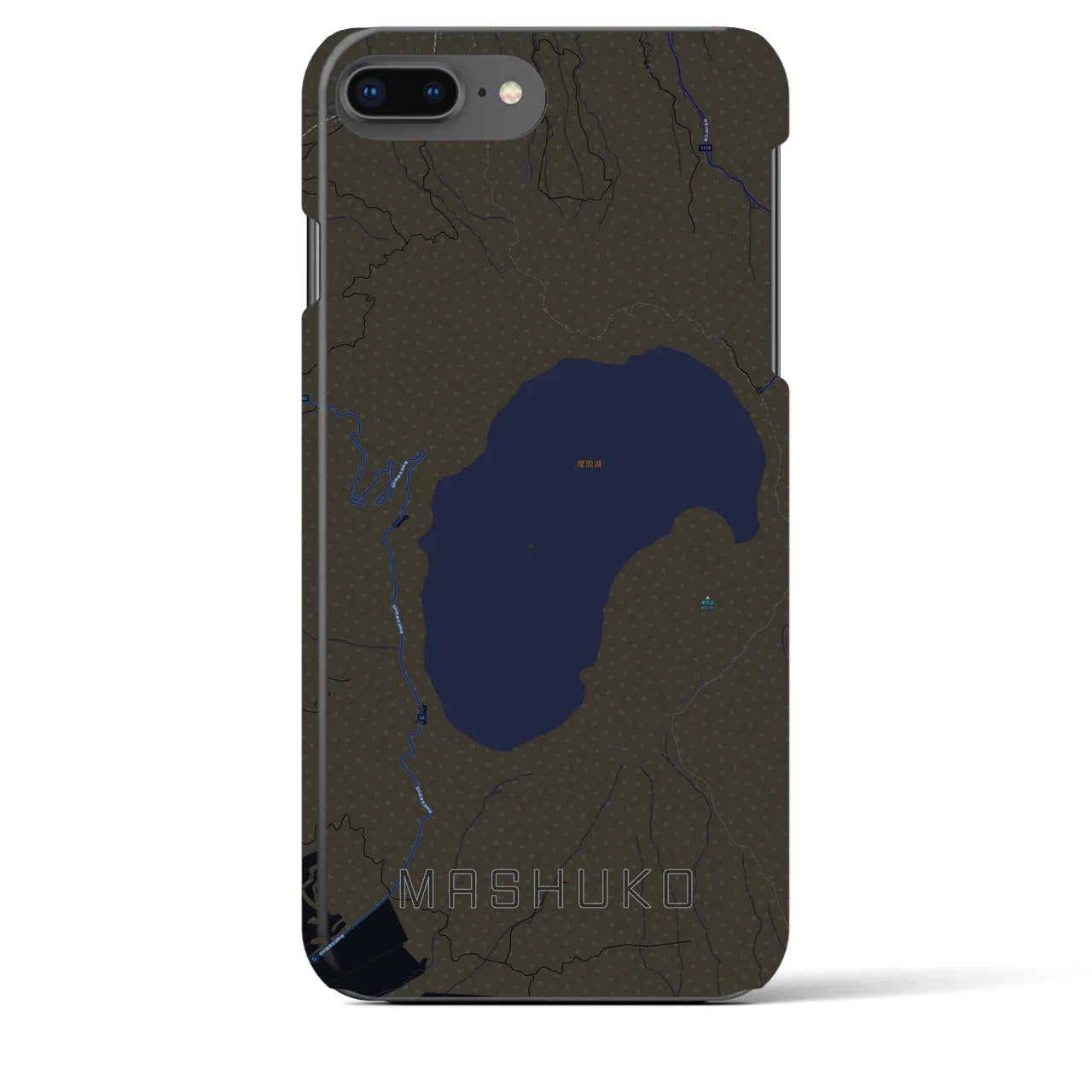 【摩周湖(北海道)】地図柄iPhoneケース(バックカバータイプ)