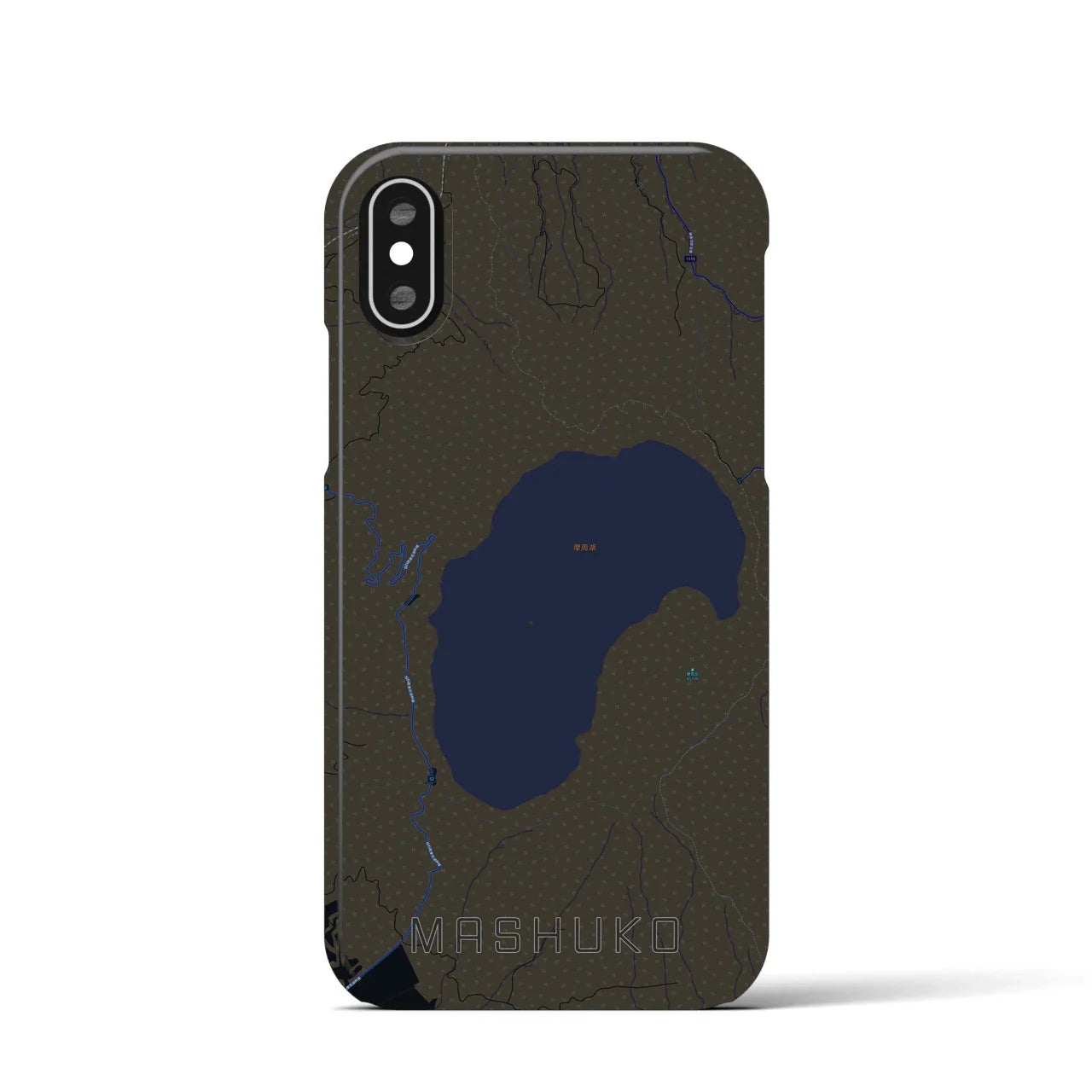 【摩周湖(北海道)】地図柄iPhoneケース(バックカバータイプ)