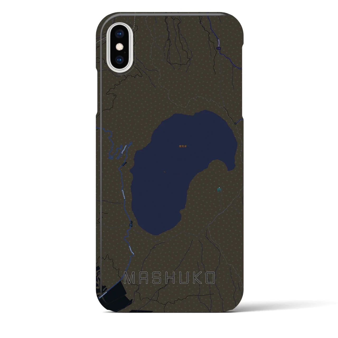 【摩周湖(北海道)】地図柄iPhoneケース(バックカバータイプ)