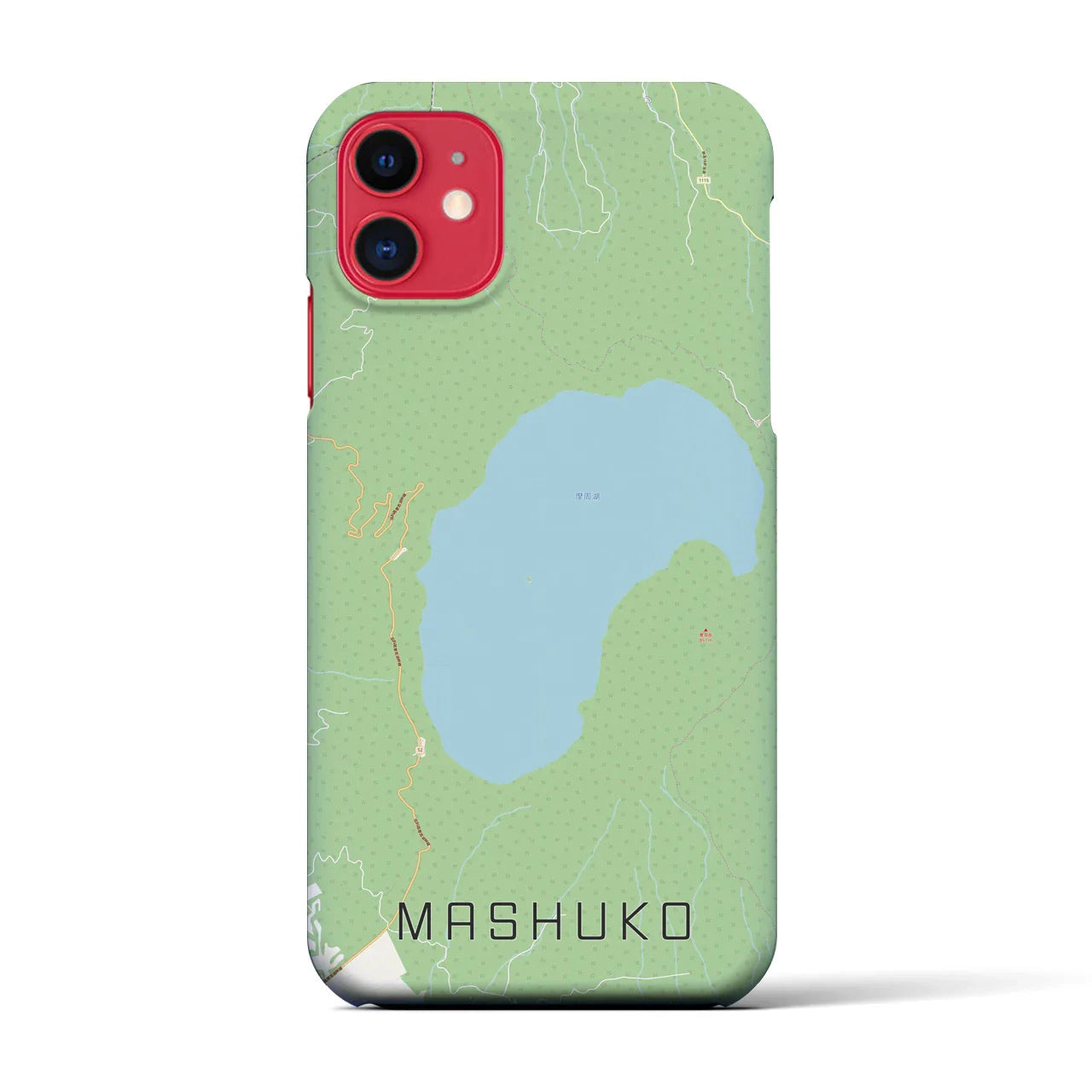 【摩周湖(北海道)】地図柄iPhoneケース(バックカバータイプ)