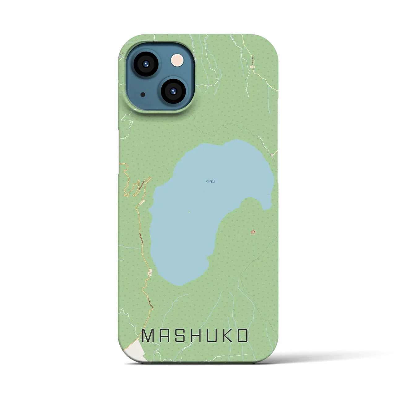 【摩周湖(北海道)】地図柄iPhoneケース(バックカバータイプ)