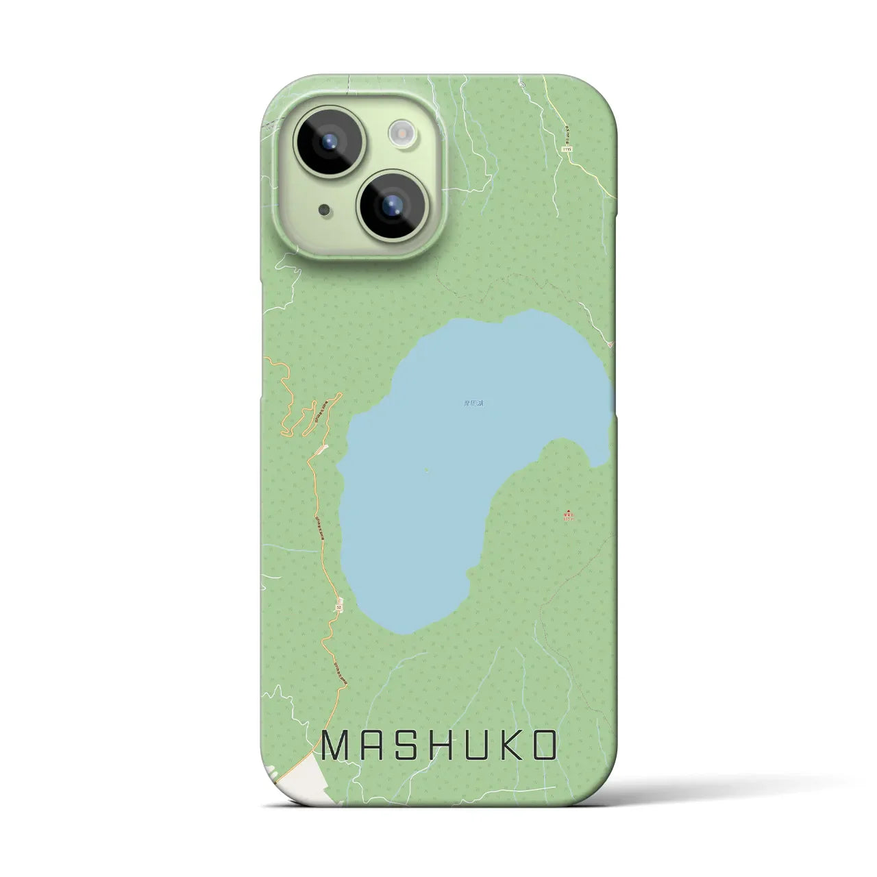 【摩周湖(北海道)】地図柄iPhoneケース(バックカバータイプ)